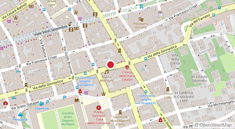 Mappa della zona: TNT Pub in Via della Ginnastica 46/A, Trieste